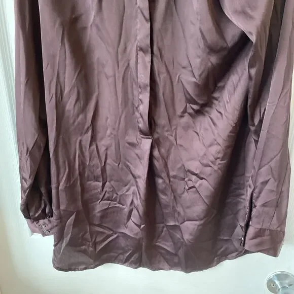 Ann Taylor Loft Blouse Women’s Size XS 1/2 Button Long Sleeve Deep Purple Sheer - Picture 4 of 10